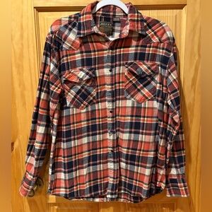Roper Men’s Western Flannel Plaid Shirt with snap buttons size M